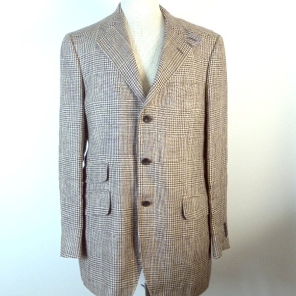 ETRO MILANO BROWN PLAID SILK HACKING JACKET blazer - Picture 2 of 7